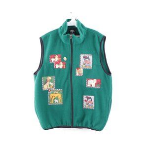 Vintage Dog Patch Full Zip Fleece Vest Jacket